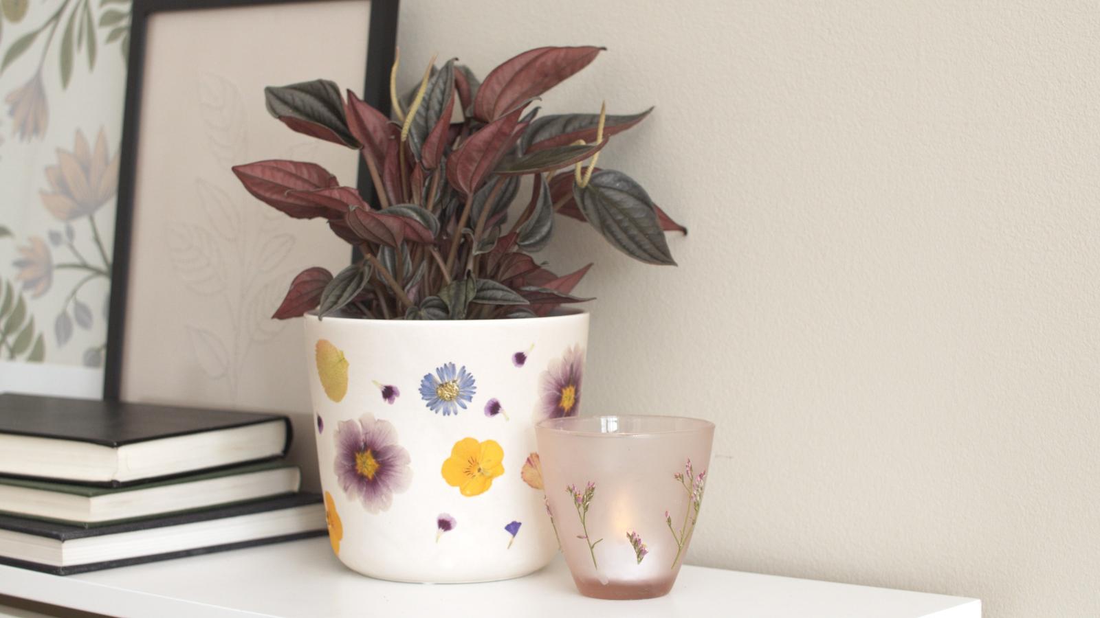 Keramik und Glas mit Trockenblumen verzieren | DIY-Projekten