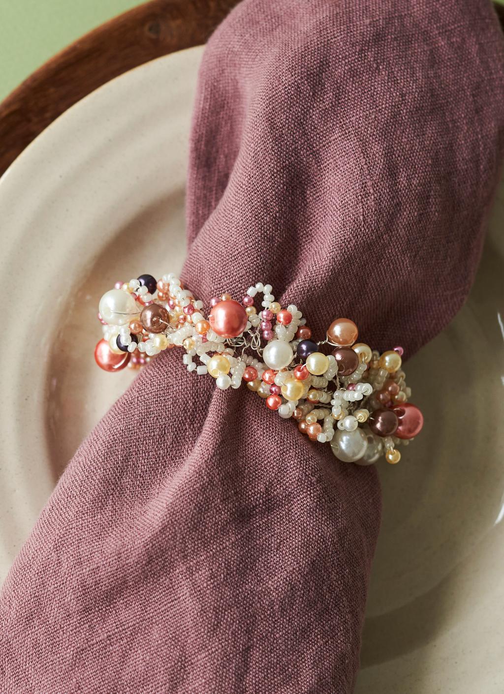 Lot De 6 Ronds De Serviette En Perles, Adaptés Pour Les Dîners Et Les